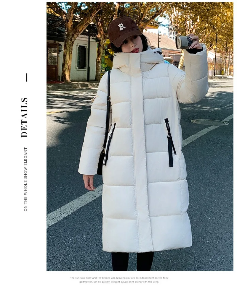 2026 Fashion Down Winter Cotton-padded Jacket Men Women Couple Clothes Long Parkas Thicken Warm Tops Hooded Overcoat Loose Coats