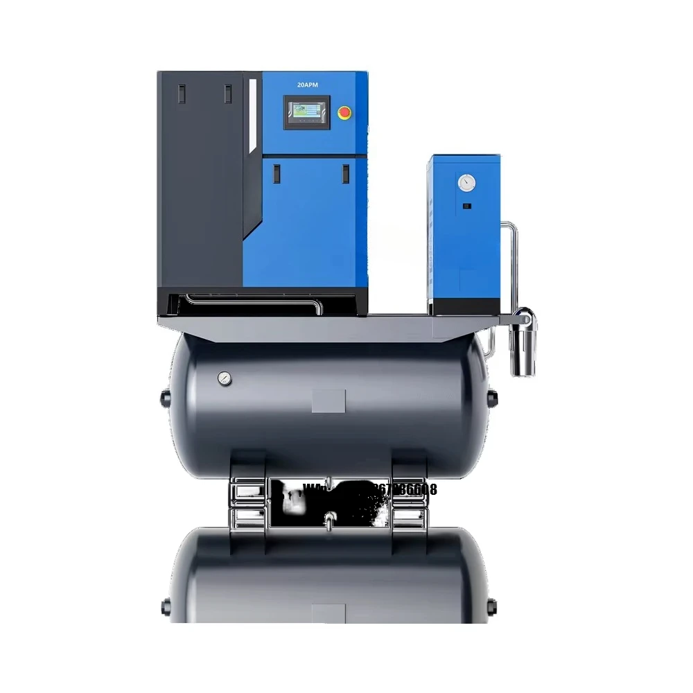 Integrated Stationary Air Compressor Dryer Tank Industrial Use Lubricated Screw Type 7.5 kW 16bar 380V