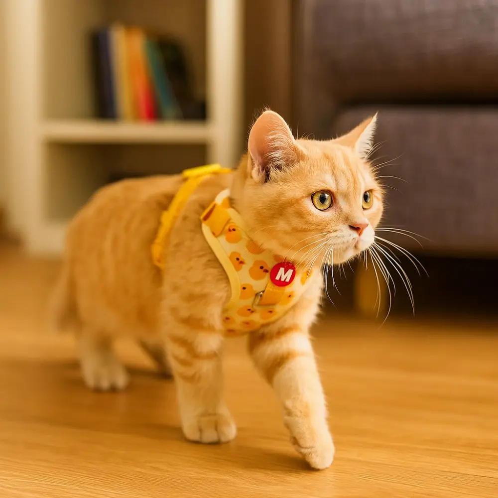 

Nylon Cartoon Duck Dog Harness Adjustable Buckle Vest Style Cartoon Dog Leash Detachable Breathable Yellow Duck Dog Rope Bichon