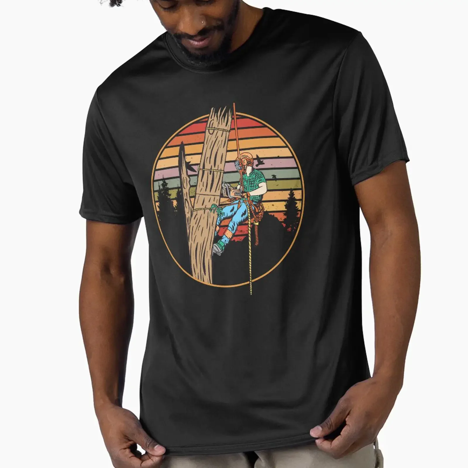 Arborist Vintage Sunset Art For Tree Trimmer designed and sold by MrEddie10 vintage Washed Slightly Casual Stretched