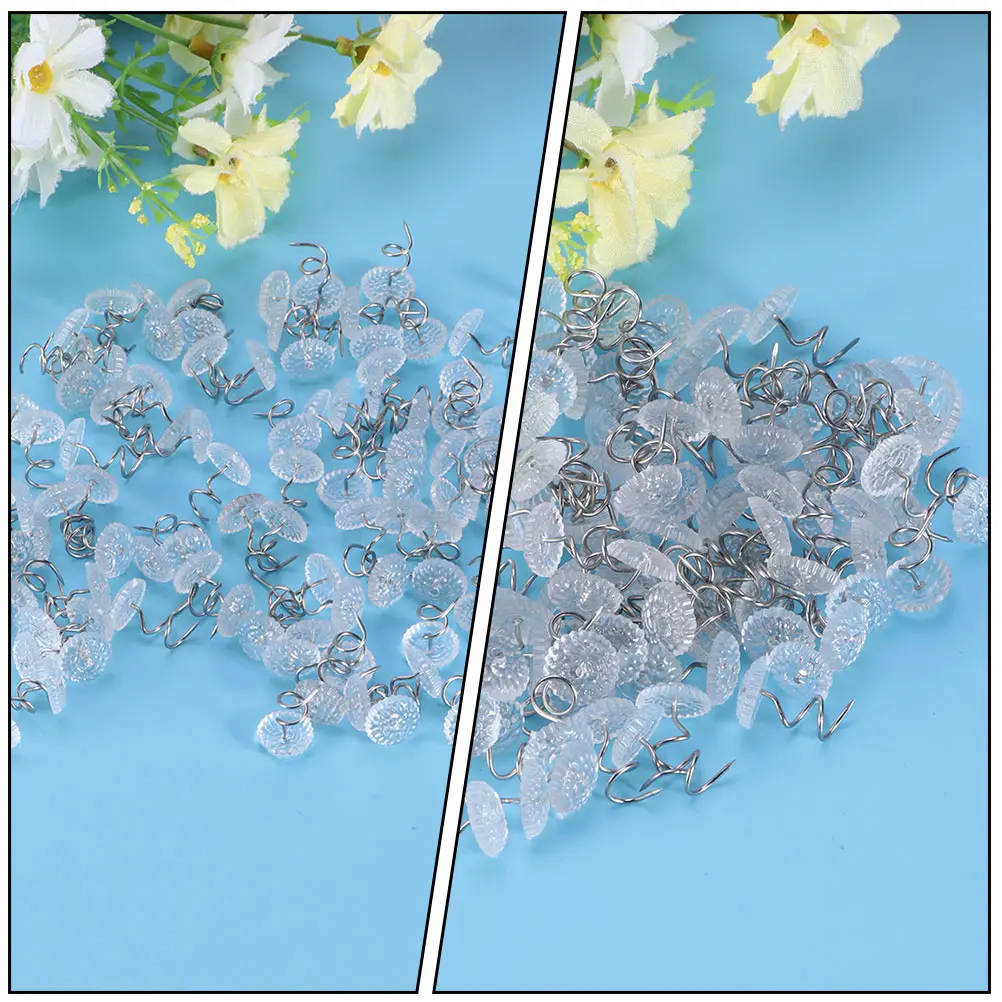 

150pcs Pins Spiral Push Pins Clear Head Fixing Clips for Upholstery Slipcovers Hold No Damage Easy Remove Dust Ruffle