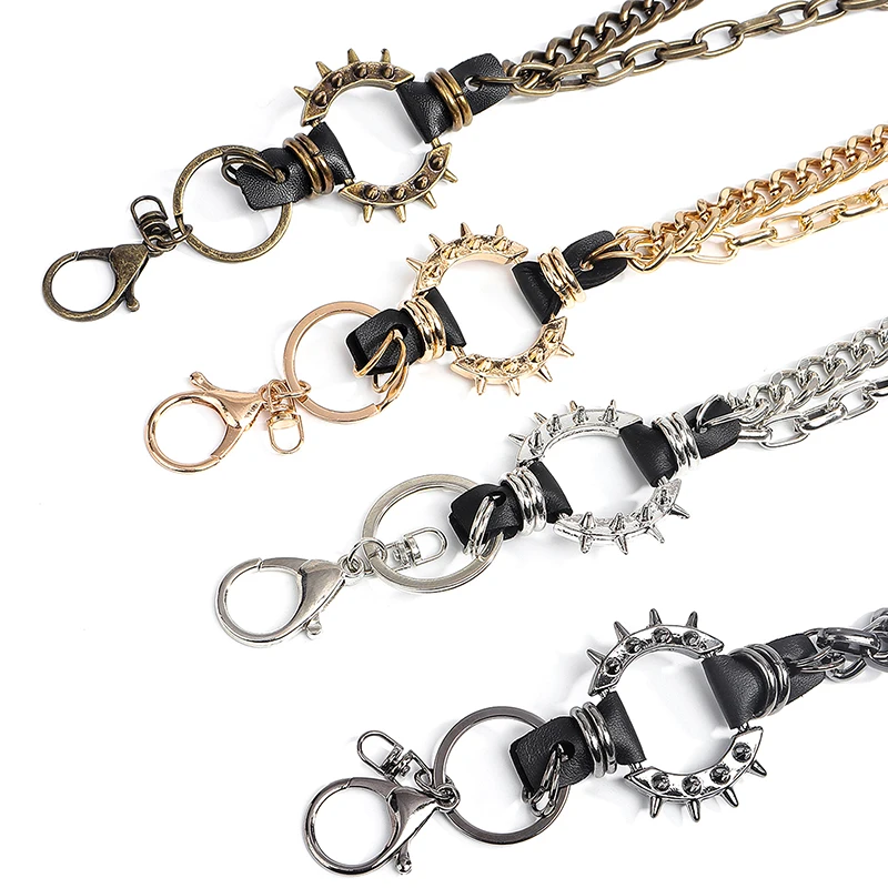 سلاسل خصر فاسق، سلاسل بنطلون هيب هوب مسننة، أحزمة معدنية قديمة للسراويل، حقيبة يد وديكور الملابس، نمط روك