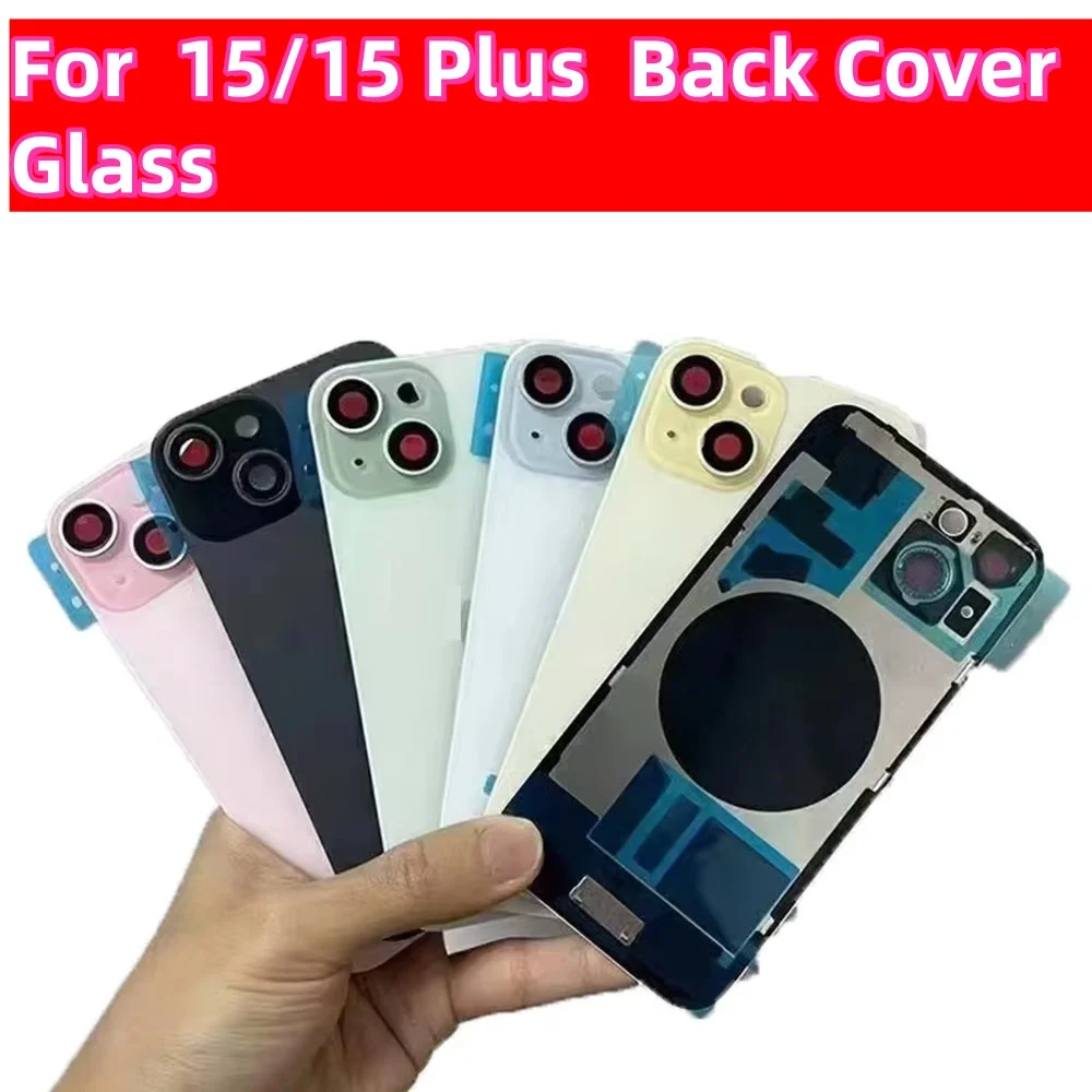 

Back Cover Glass With Camera Lens Iron Plate Magnetic Ring For iPhone 15 15 plus Battery Rear Door Housing Repair Replacement
