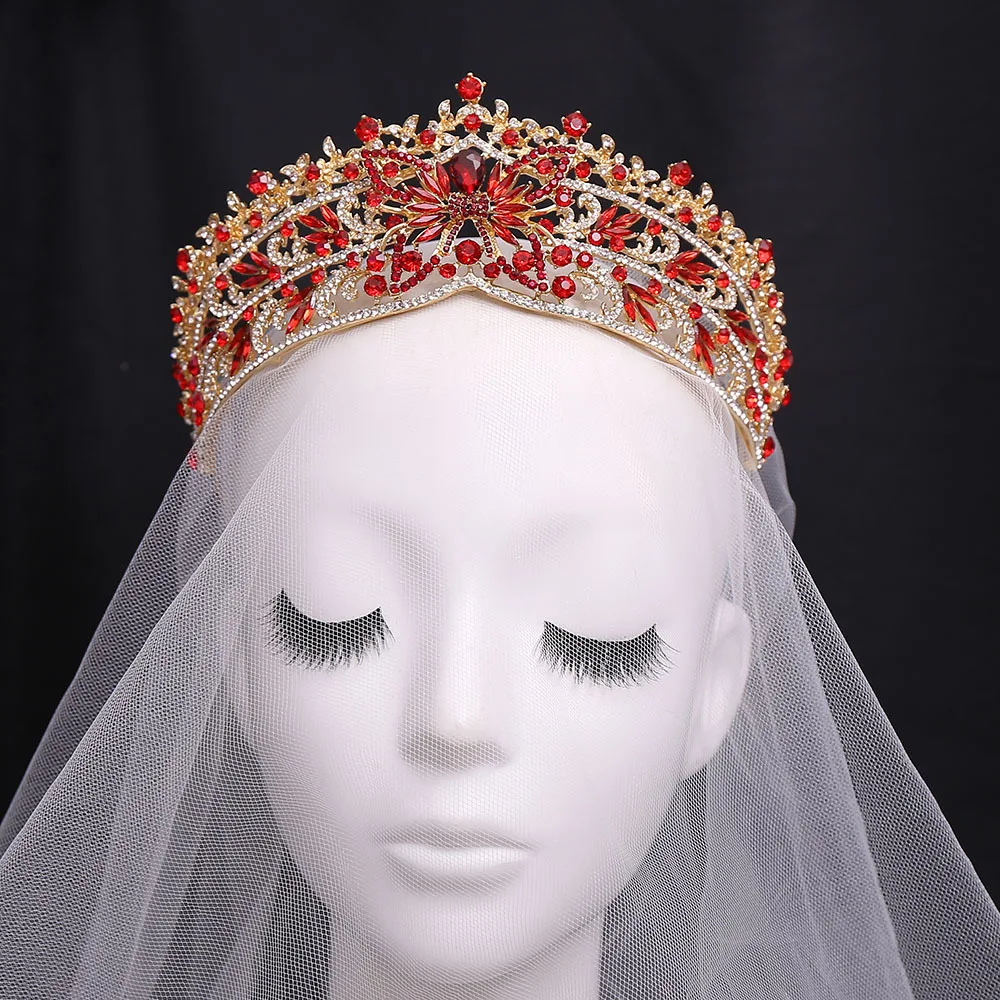New European Baroque Bridal Crown Headdress Luxury Butterfly Inlaid Crystal Birthday Wedding Accessories Crown