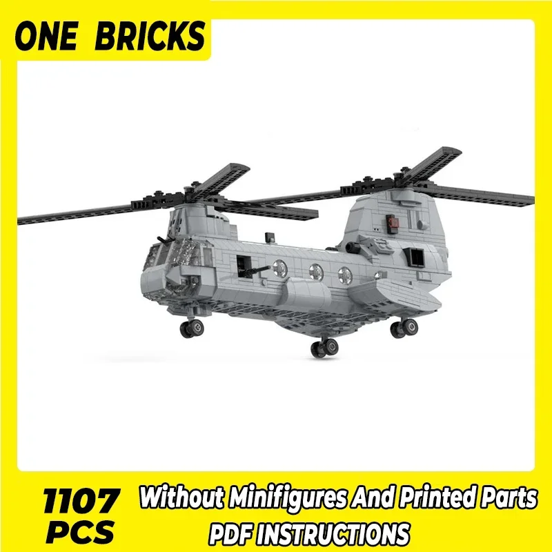 Moc Building Blocks Military Model CH-46 Sea Knight Helicopter Technical Bricks DIY Assembly Famous Toys For Childr Holiday Gift