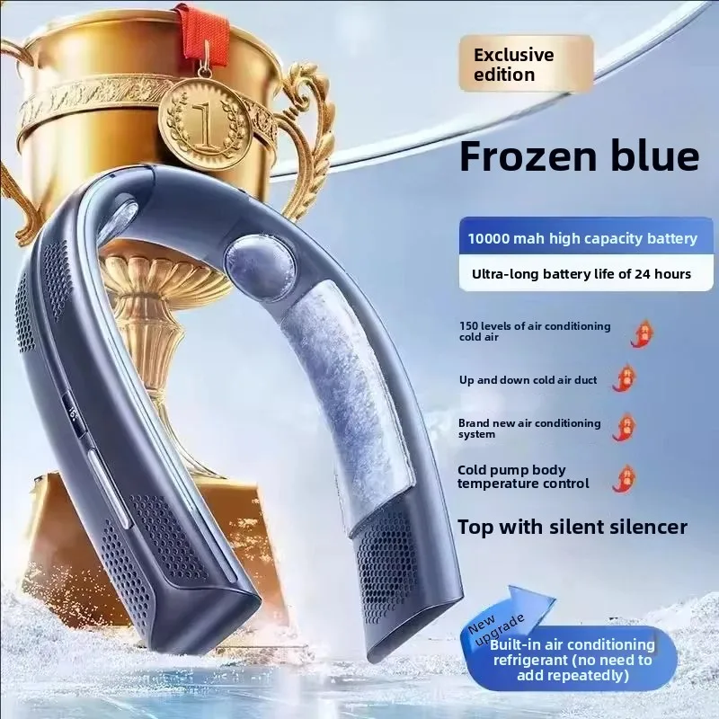 

2026 neck ventillator fans Refrigeration mini fan Cooling bladeless neck fan Portable fan mini air conditioner 10000mAh
