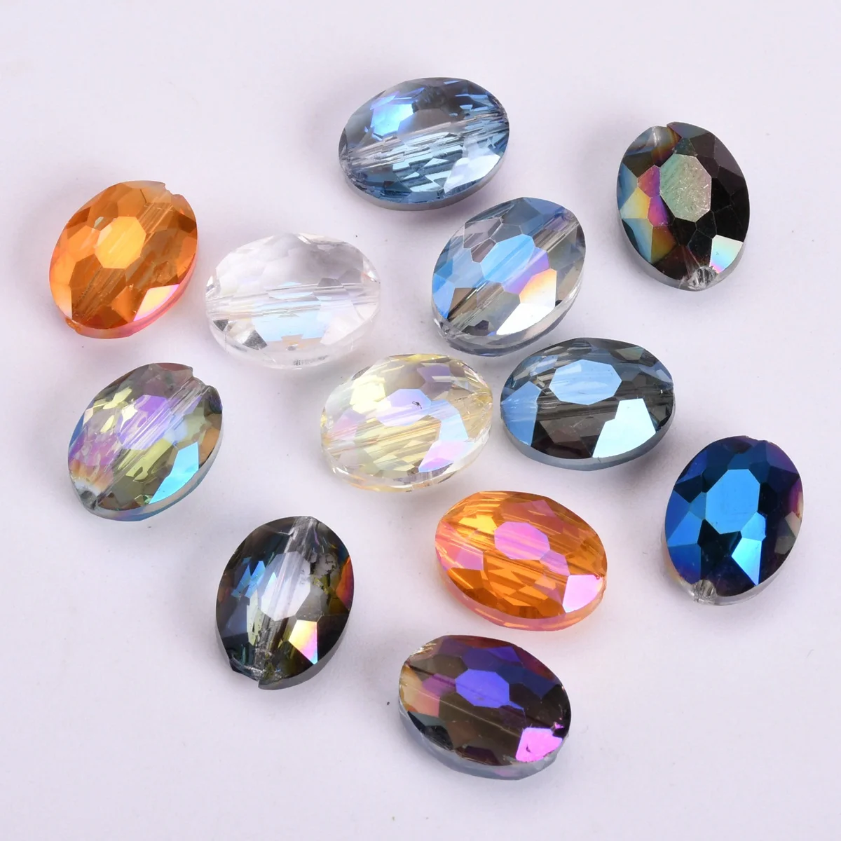 

10pcs Mixed Oval Shape 12x9mm Faceted Crystal Glass Loose Beads For Jewelry Making DIY Crafts Findings