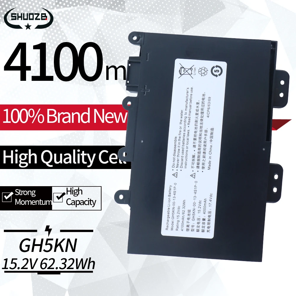 

New GH5KN-00-13-4S1P-0 Laptop Battery For Getac MECHREVO Deep Sea Ghost Z1 GH5KN-03-14-4S1P-0 15.2V 62.32WH 4100mAh SHUOZB