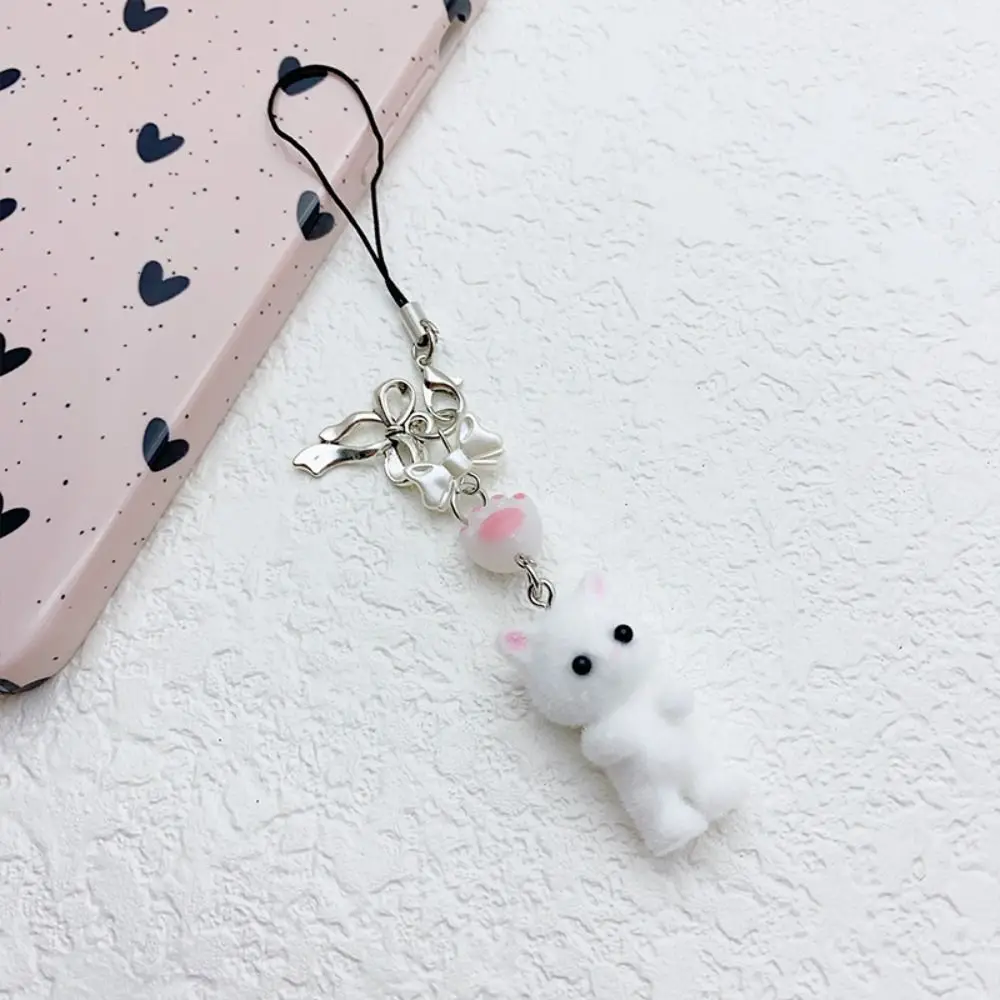 Flocking Flocking Cat Phone Lanyard Anti Lost Phone Strap 3D Kitten Mobile Phone Chain Korean Cartoon Cat Cell Phone Charm