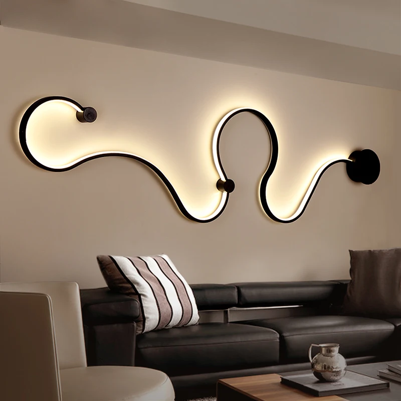 Imagem -02 - Nórdico Conduziu a Lâmpada de Parede Moderno e Minimalista Curva Lâmpadas Parede para Sala Estar Quarto Decoração Casa Luminária Cabeceira Parede Luminárias