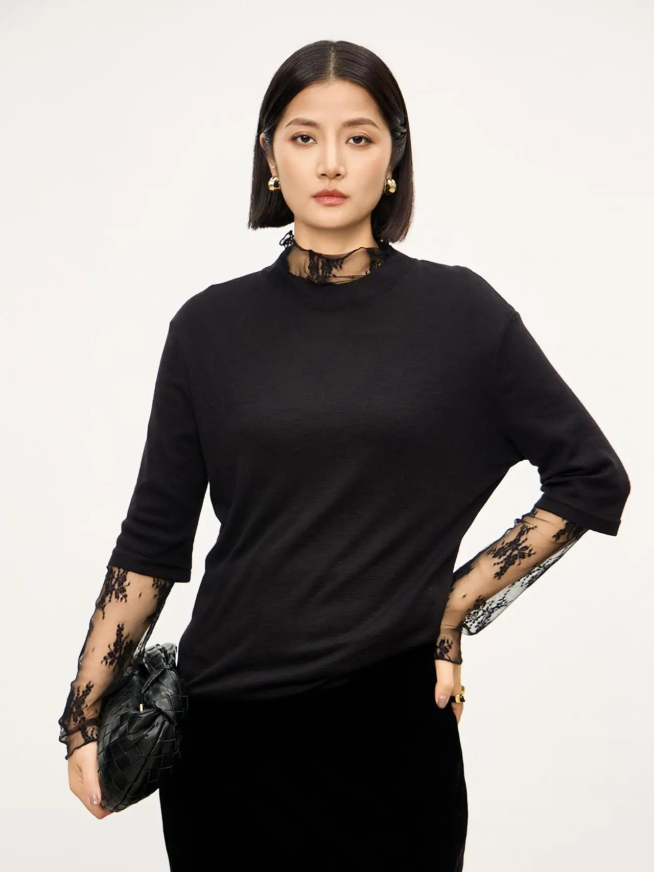 

Легкая шерстяная трикотажная футболка с круглым вырезом и коротким рукавом для женщин, весенняя универсальная облегающая базовая кофта от Xiye Ni