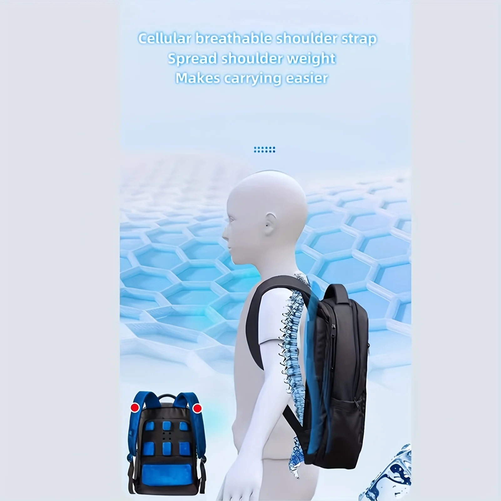 ターボ冷却機能付き軽量学生用ラップトップバックパック、スマート冷却、急速冷却のためのUSBデュアルタービンファン、耐圧コンピューターコンパートメント、耐久性のあるオックスフォード生地、タブレット用デジタルパーティション、通気性のあるショルダーストラップ、ユニセックス