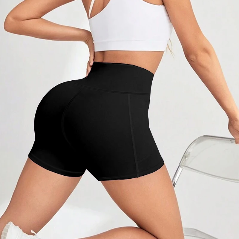 Sexy schwarze Damen-Sportshorts, weich, bequem, eng anliegend, kompressionswirkend, für umfassendes Training, Yoga, Joggen und andere sportliche Aktivitäten. – Detail 6