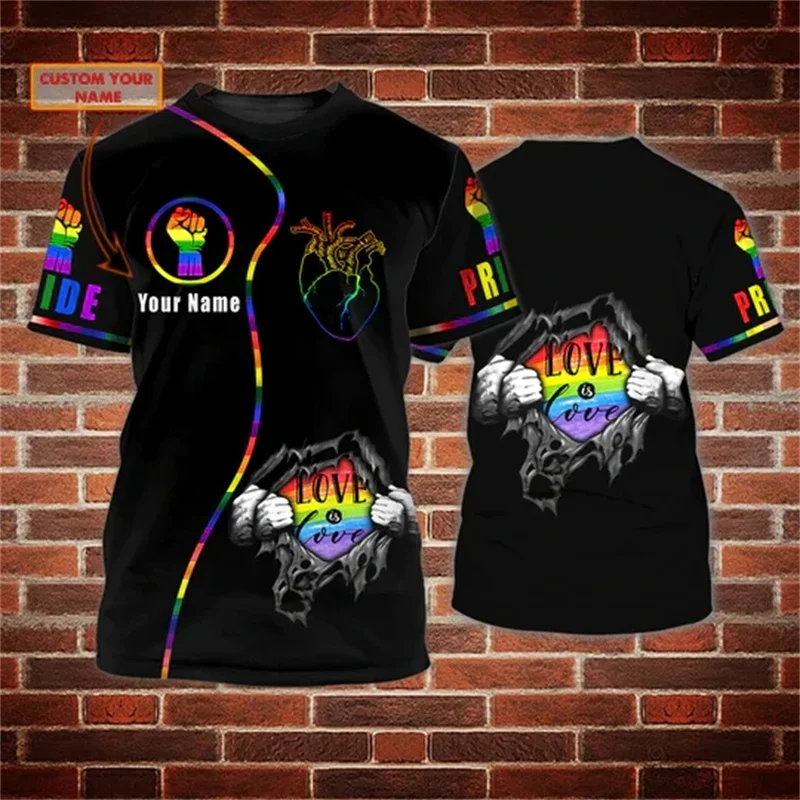 LGBT 3D Skull Graphic T Shirt For Men 3D Fun Printed Rainbow T-shirt Summer Loose Lesbian Gay Liker Shortsleeve Rainbow Tee Tops