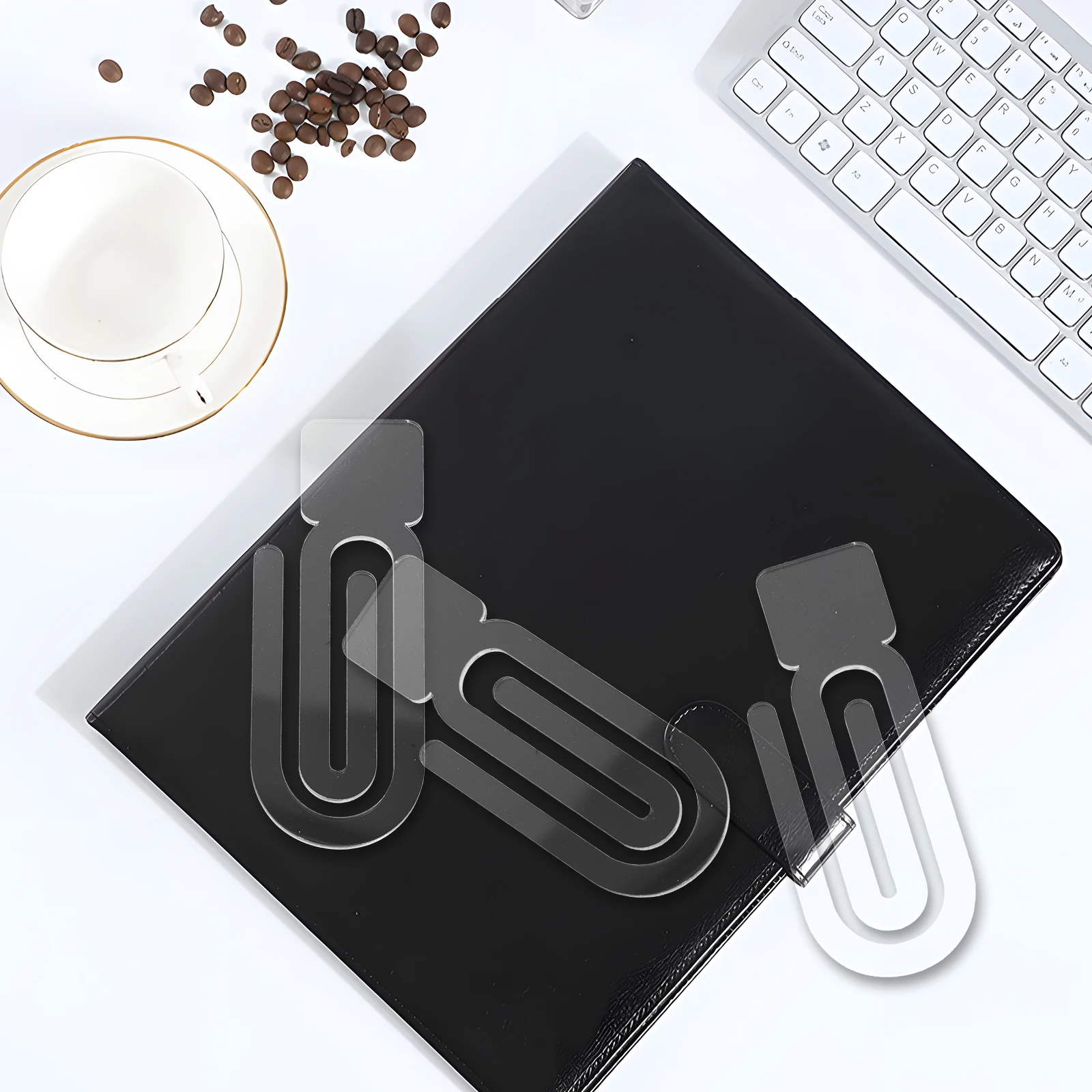 12 graffette di carta acrilica grandi, segnalibro creativo, sublimazione Jumbo, spazi vuoti, trasparente, pagina di libro, clip, cancelleria fai da te