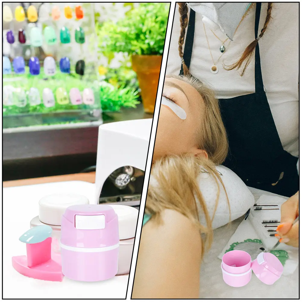 

2Pcs Airtight Eyelash Glue Container with Dehumidifying Function Freshness Preserving Storage Tank for Eyelash Extension Glue