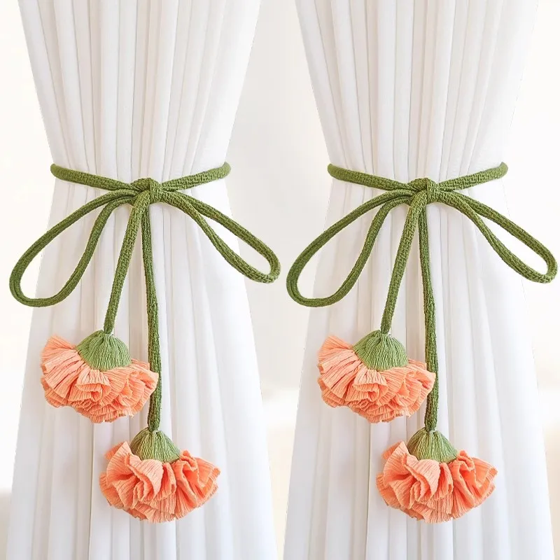 2pcs New Simple and Light Luxury Curtain Straps a Pair of Flowers Curtain Buckles Home Decoration Multi-Color Options