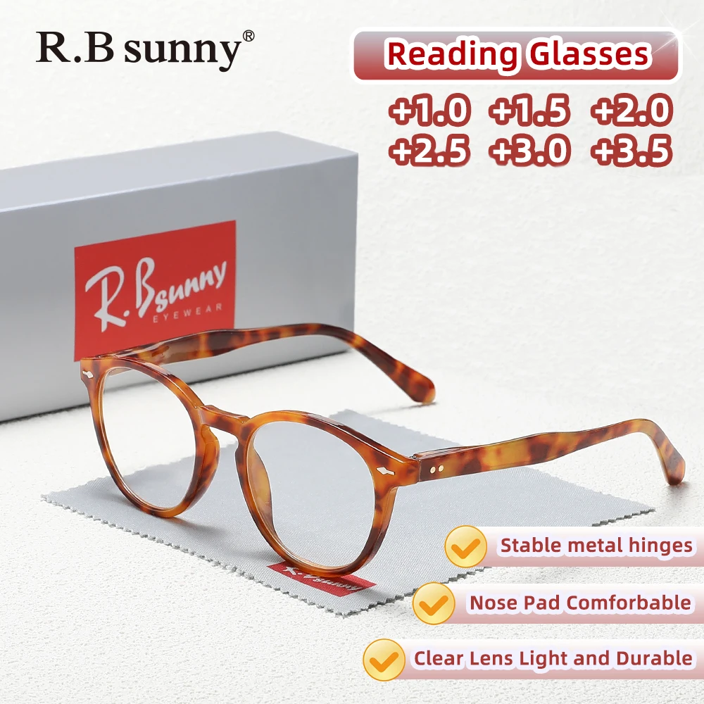 نظارات للقراءة إطار دائري الضوء الأزرق حجب طول النظر الشيخوخي نظارات مد البصر نظارات القارئ + 1.0 + 1.5 + 2.0 + 2.5 + 3.0 + 3.5 #1