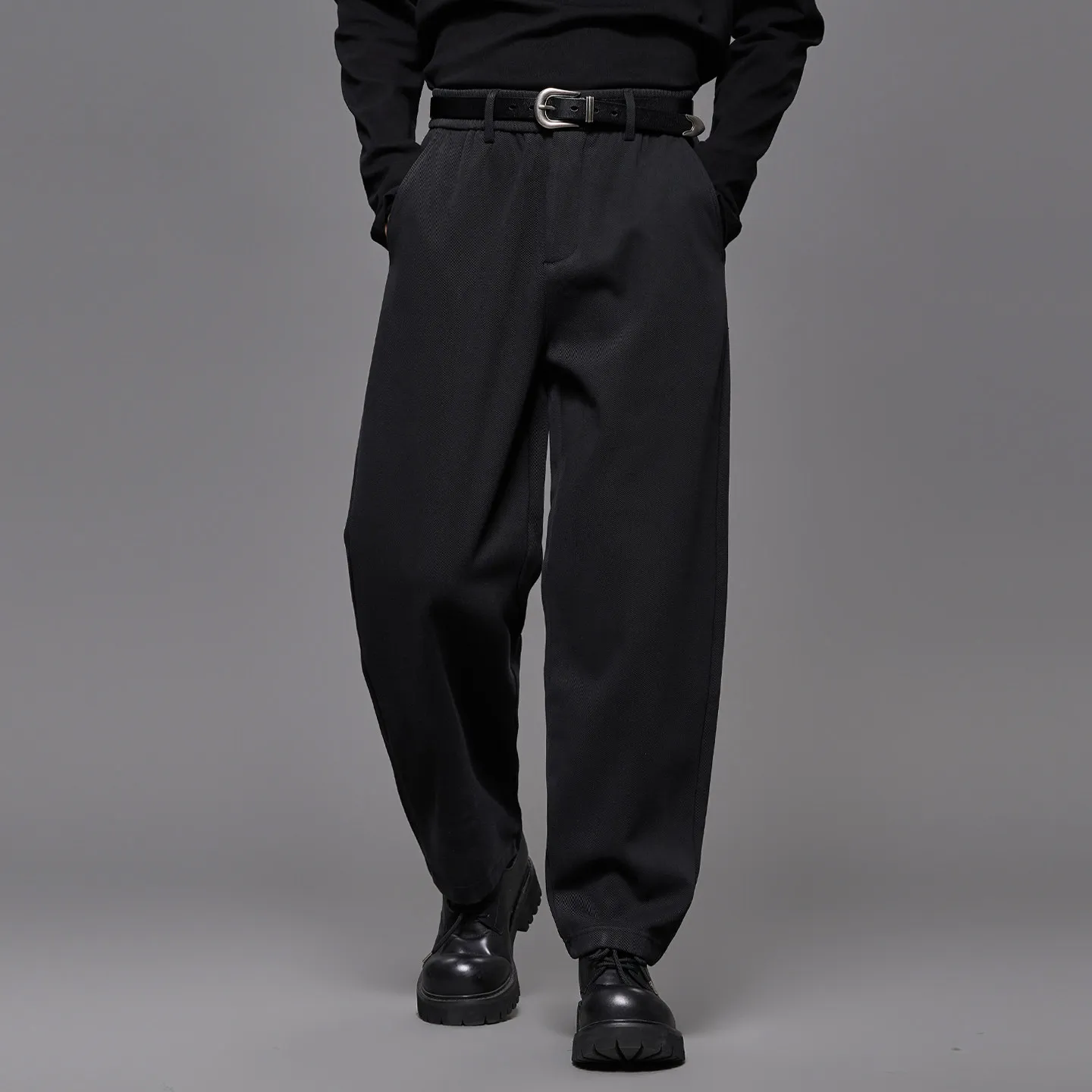 Autumn and Winter Fleece-Lined Cotton Blend Minimalist Japanese-Style Retro Men's Style Straight-Leg Pants