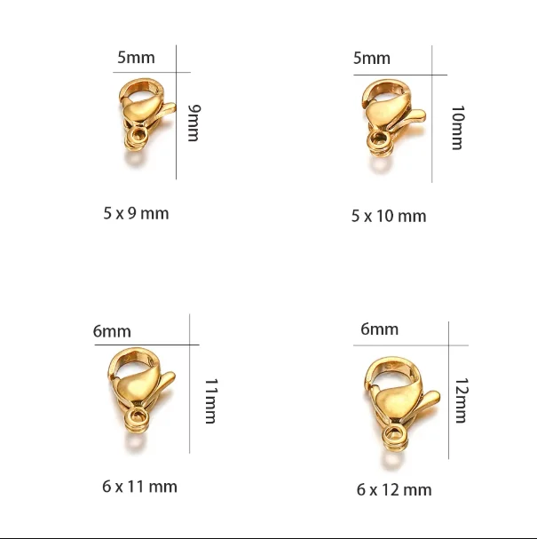 10/30/100Pcs Stainless Steel 9-15mm Lobster Clasps Claw Clasps Connectors for Bracelet Necklace DIY Jewelry Making Supplies