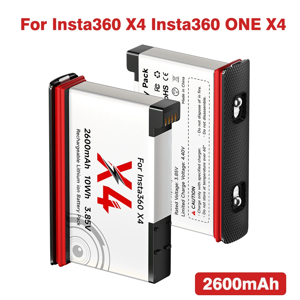 For IS360 X4 Battery 2600mAh High Capacity Li-ion Rechargeable Battery For Insta360 ONE X4 Sports Action Camera