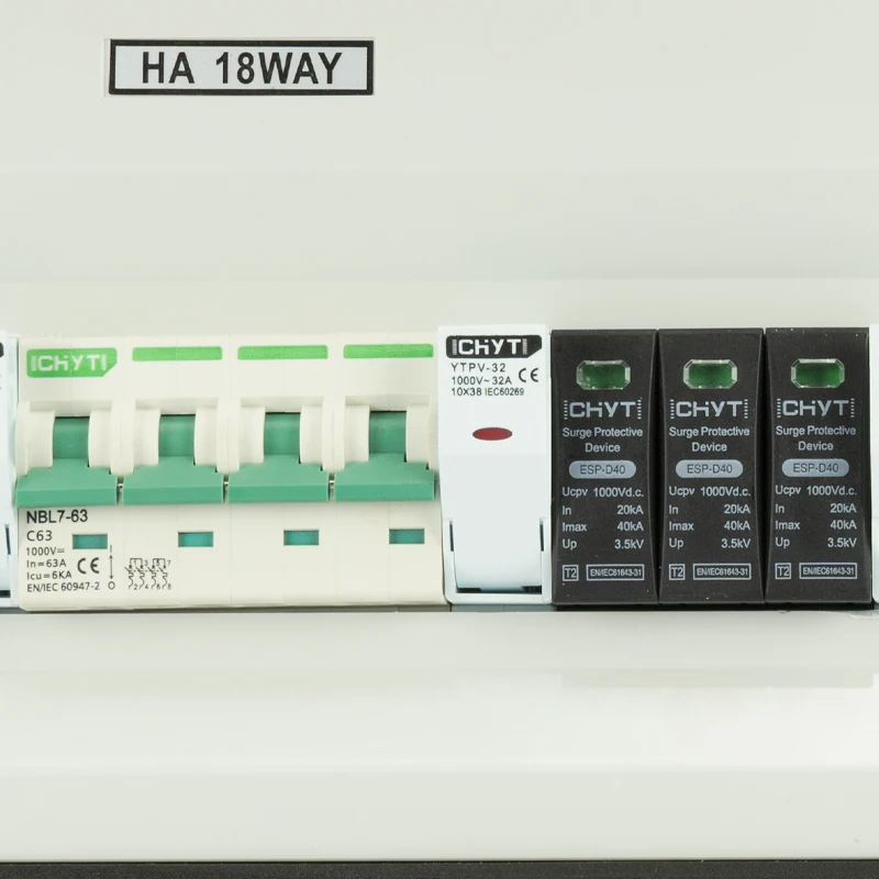 Chyt 2-in-2-out 1000v impermeável ao ar livre 1 corda ip65 pv solar proteção contra raios contra surtos caixa combinador dc