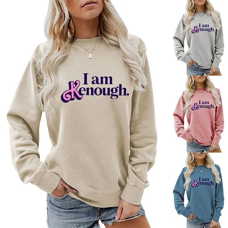 

Autumn crew-neck new women's hoodie I AM KENOUGH printed casual loose long-sleeved top with all fashion pullover