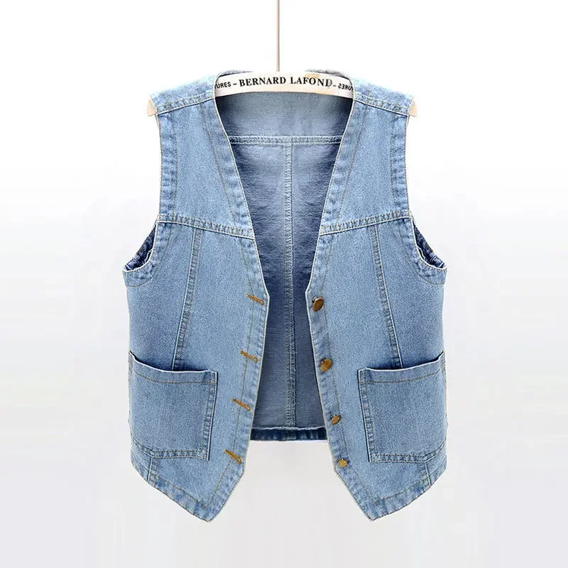 Dames Jas Vest Lente Zomer Denim Vest Dames Korte Losse Mouwloze Jas Vest Chaleco Mujer