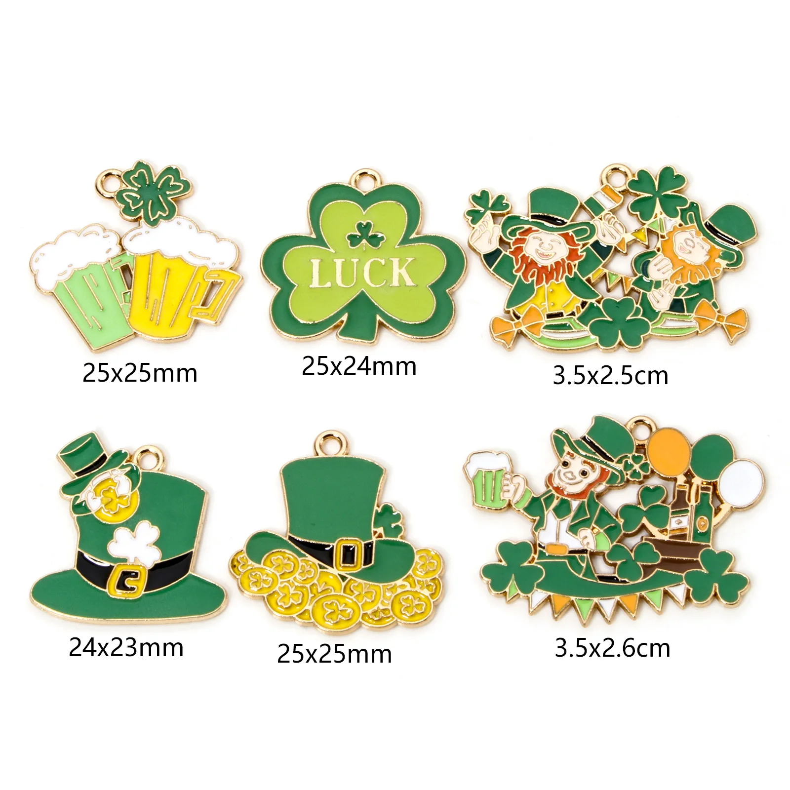 10pcs New St Patrick's Day Pendants Multicolor Beer Mug Hat Enamel Charms DIY Necklace Earrings For Women Men Jewelry Findings