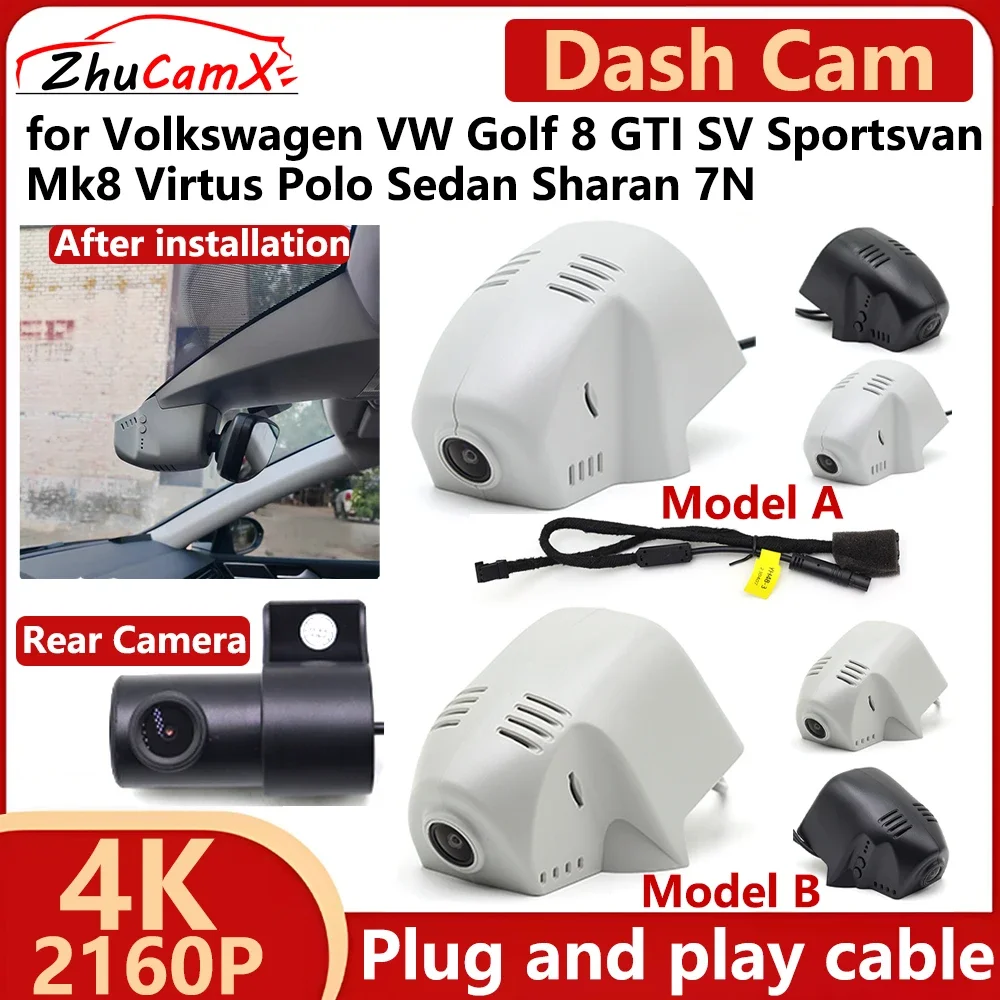 for Volkswagen VW Golf 8 GTI SV Sportsvan Mk8 Virtus Polo Sedan Sharan 7N 4K 2160P Car DVR Dash Cam Camera Night Vision Recorder