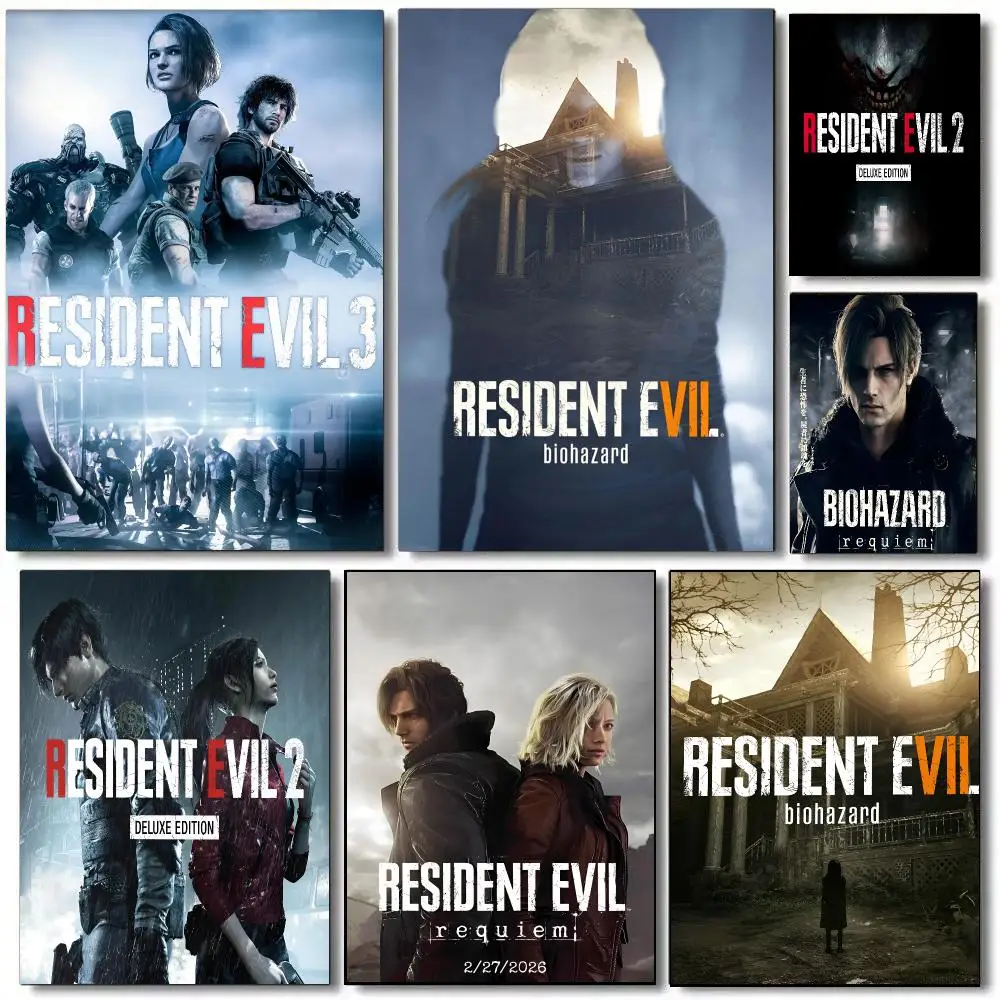 Classic Hot Game R-Resident Evil Poster Self Adhesive Wall Art Decor for Bedroom Living Room Office Home Decor Gift