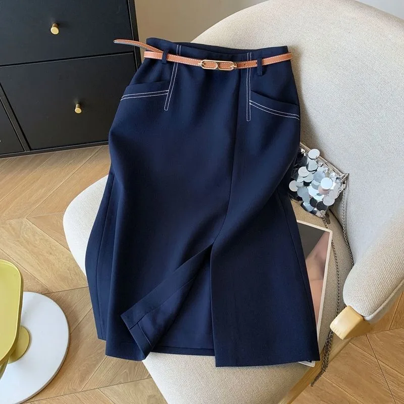 

Suit Skirt Women's Skirt Spring and Summer New High-waist Fashion Versatile One-step Skirt Hip Skirt