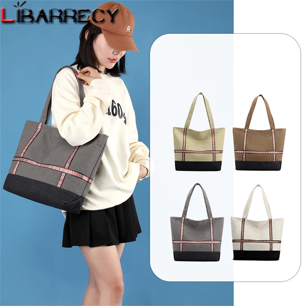 

Panelled Design Large Capacity Ladies Shoulder Bag Fall Winter New Women' Handbag Fashion High Quality Canvas Women Tote Bags