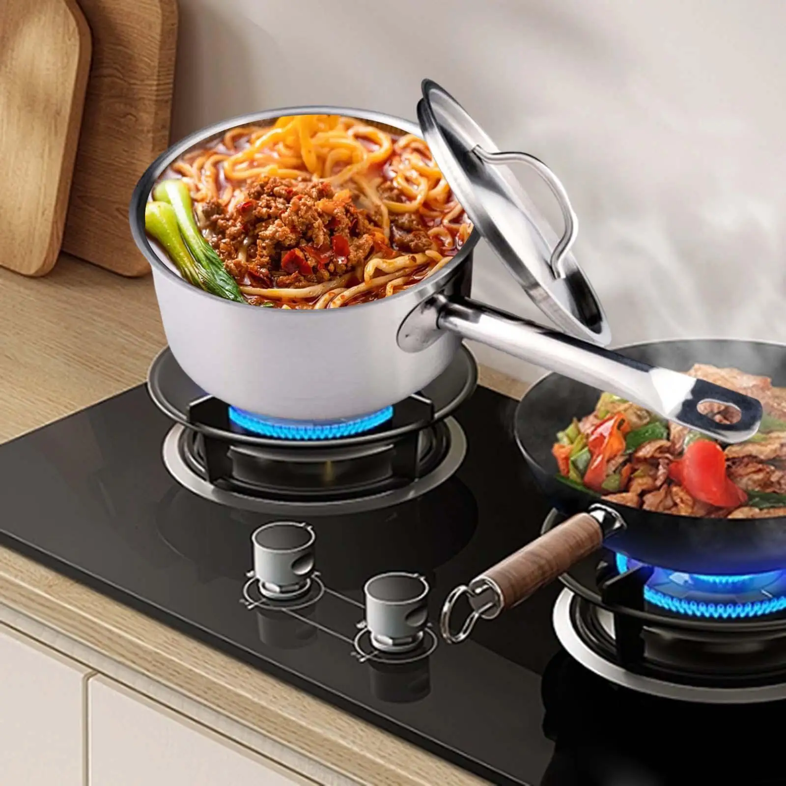 Sauce Pan with Lid Professional Induction Milk Pots Pasta for Restaurant