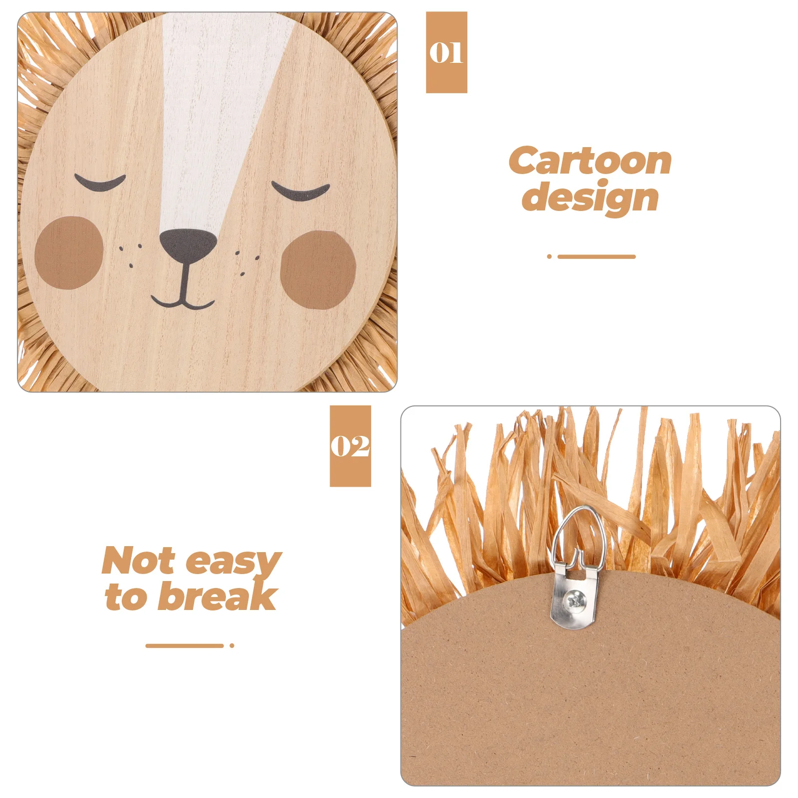 

1pcs Creative Cartoon Lion Raffia Decor Hanging Ornament Home Bedroom Nursery Decoration Unique Artistic Craft Woven Lion Head