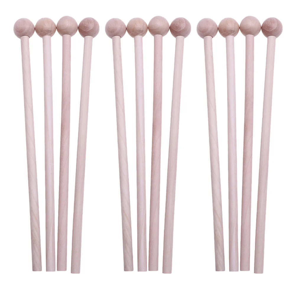 12 Pcs Percussion Hammer Drum Stick Sticks for Adults Kids Wood Personalized Child