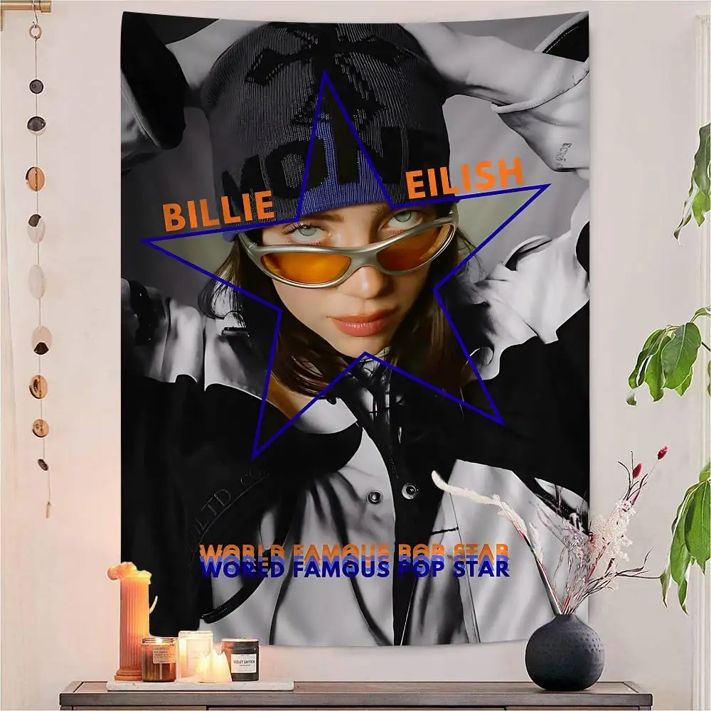 B-BillieS Singer E-EilishS Cartoon Tapestry Wall Hanging Decoration Household Home Decor