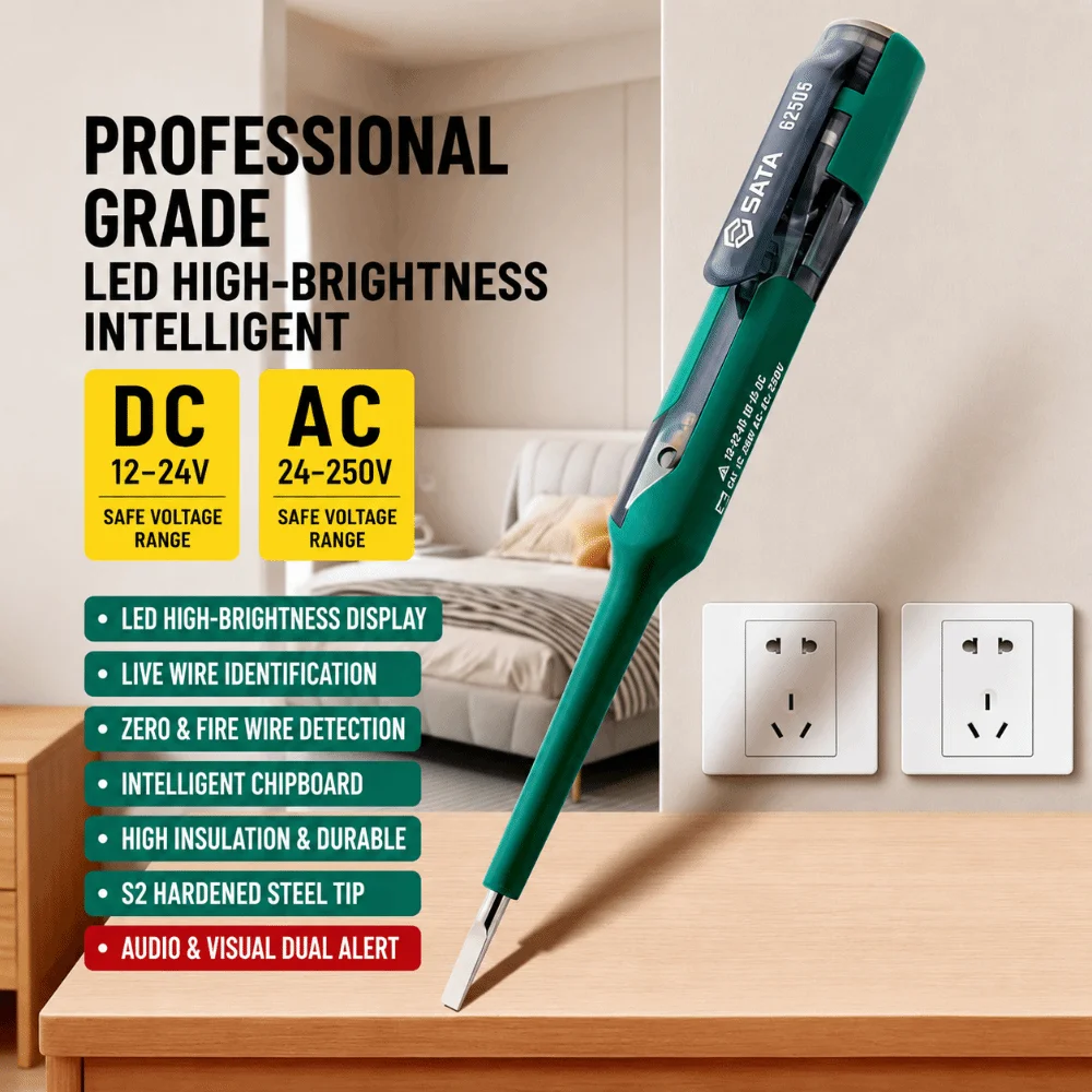 LED Indicator Voltage Tester Pen Live Wire Check Continuity Detection Circuit Tester Pen Insulated Handle Sound Light Alert