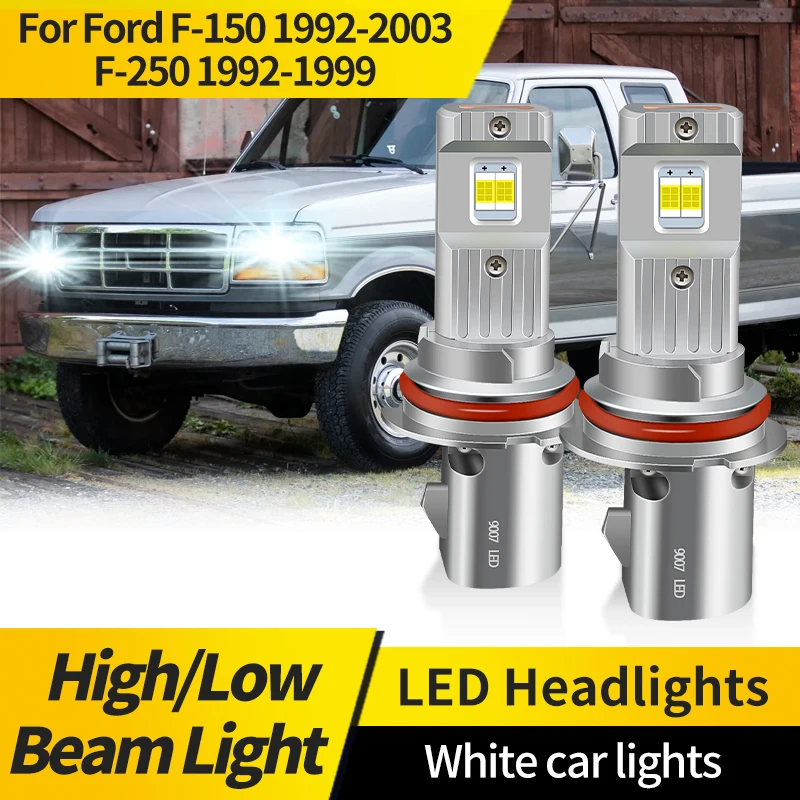 

2PCS LED Lamp For Ford F-150 1992-2003 F-250 1992-1999 9007 HB5 LED Headlight Bright 6000K White For Car Plug & Play With Fan