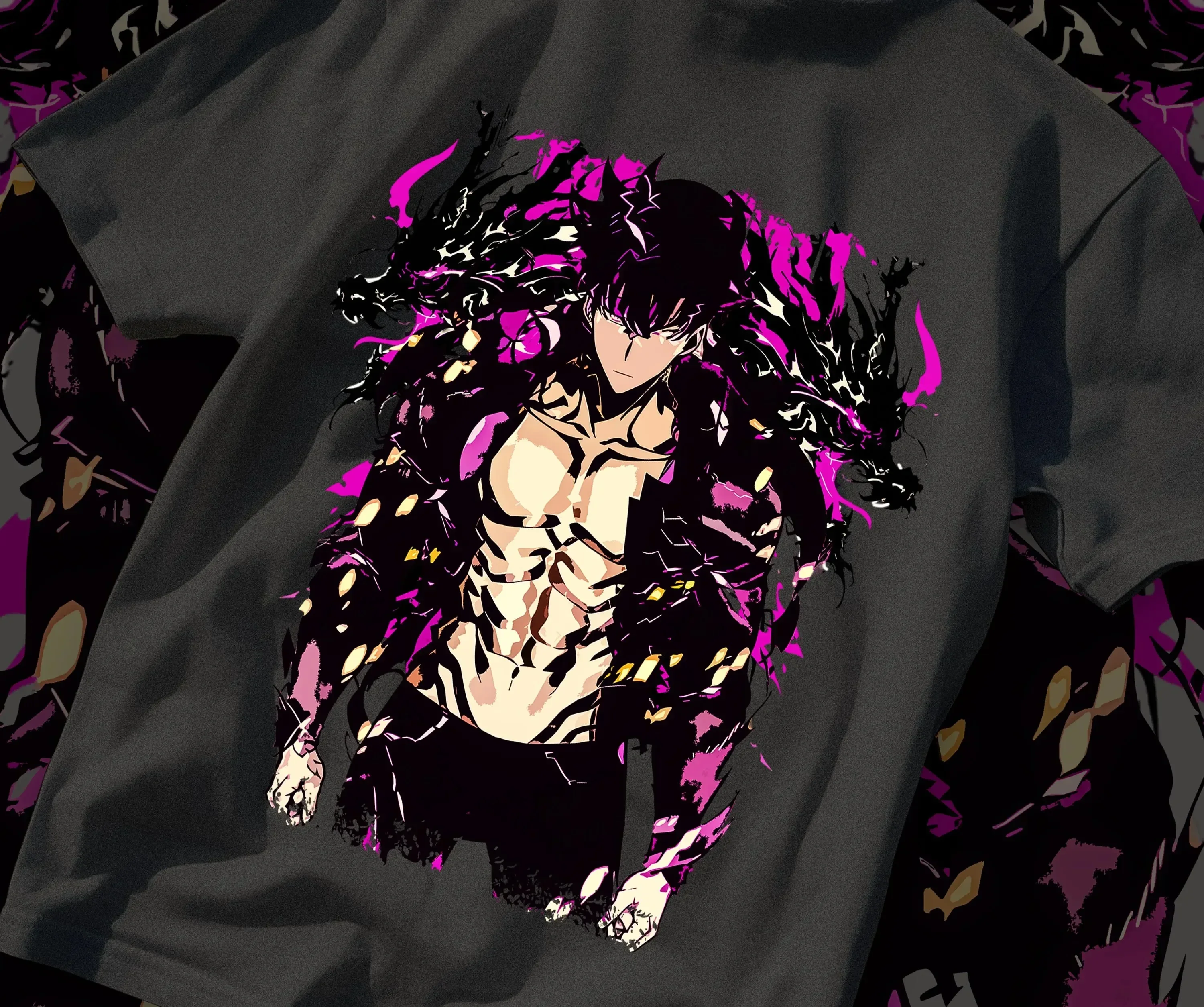 تي شيرت Solo Leveling Arise كبير الحجم للجنسين - Sung Jin-Woo 'Arise!' تي شيرت Shadow Monarch Graphic Cotton Y2K Street Hip-Hop