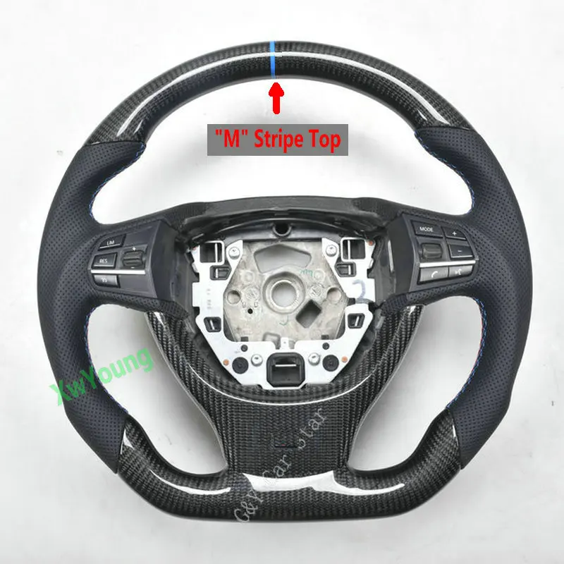 For BMW F10 F18 M5 F01 F02 F07 F11 No Paddle Shift 100% Real Carbon Fiber Car Steering Wheel