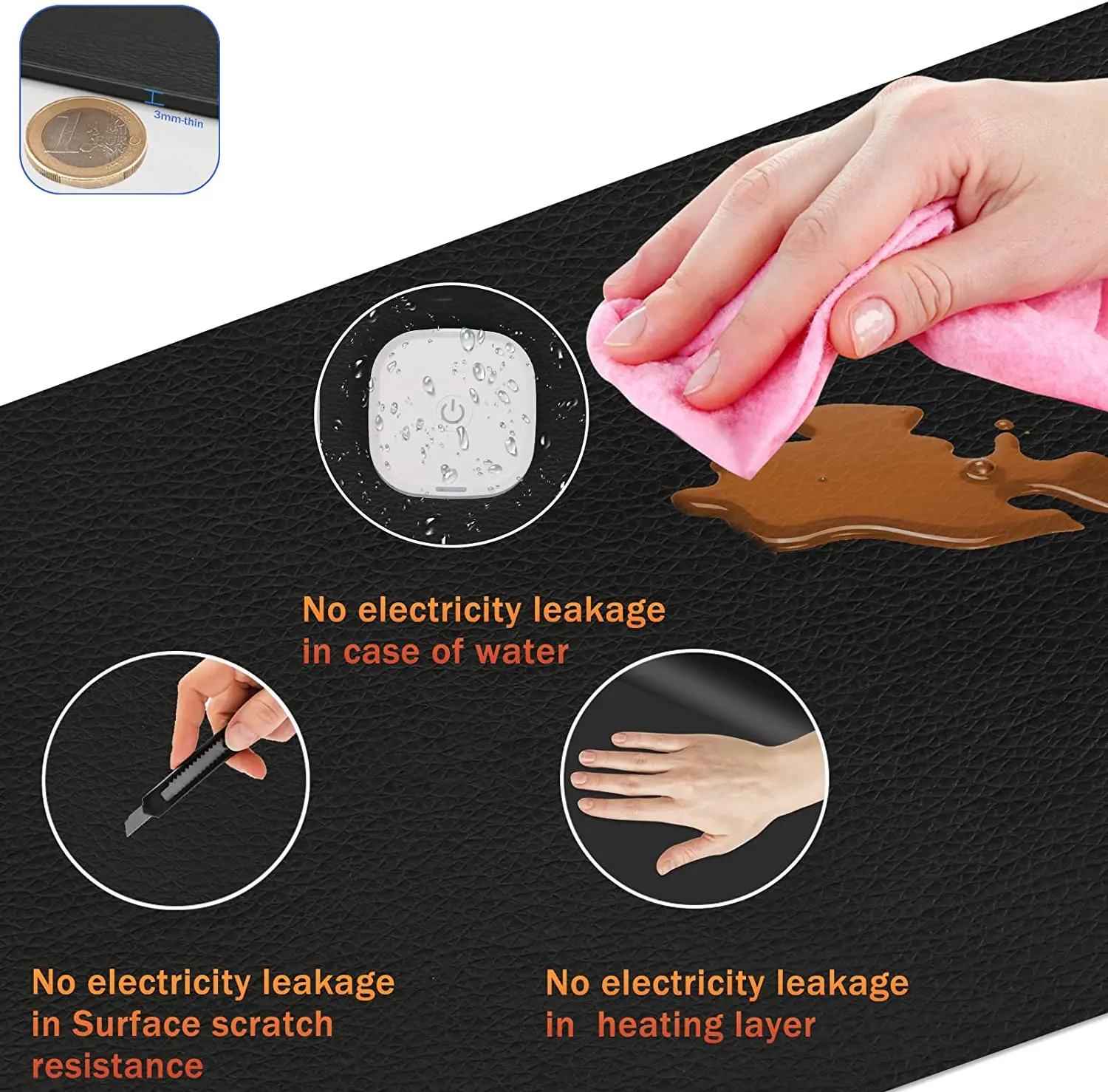 Latest Design Excel Shortcut Mouse Pad , Large Heat Warm Leather Desk Mouse Pad Warm For Office Household Use