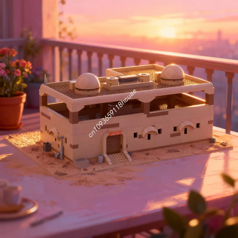 

Конструктор MOC «Звездные войны: Двухэтажный дом на Татуине», 1753 детали, архитектурная модель, идея для подарка на Рождество, игрушка для детей