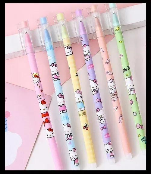 12Pcs/lot Sanrio mymelody Kuromi Cartoons Neutral Erasable Pen 0.5mm Gel Pen Washable handle School Office Supplies