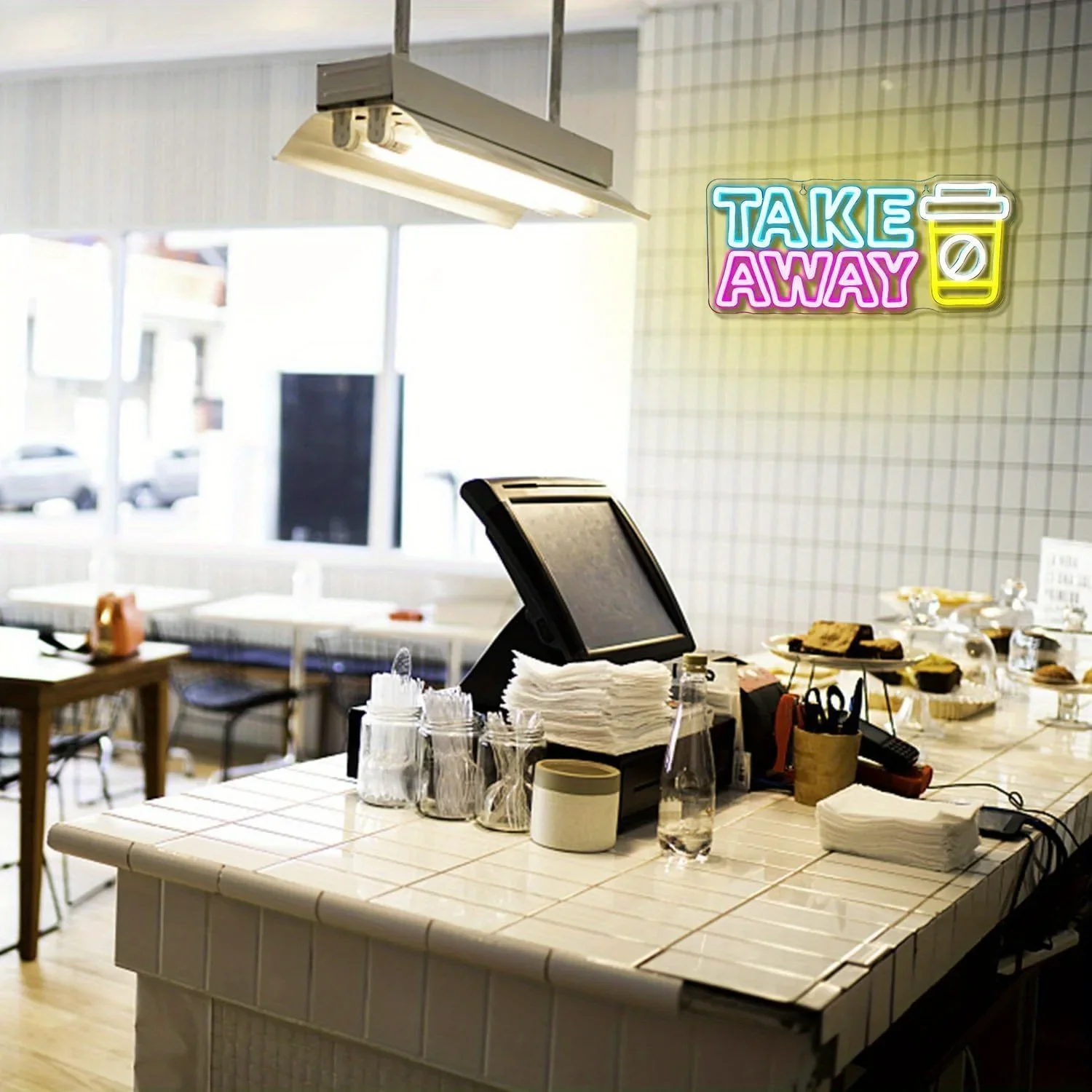 Letrero de neón para llevar para decoración de pared, letrero Led para colgar en la pared, alimentado por USB para tienda, cafetería, restaurante, regalos de decoración de pared