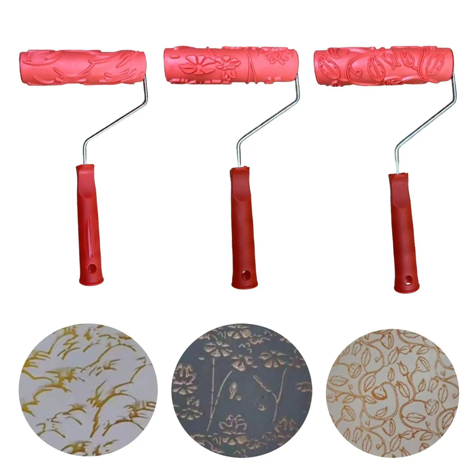178mm Texture Rubber Paint Roller Brush Comfortable Handle Smooth Rolling Paint