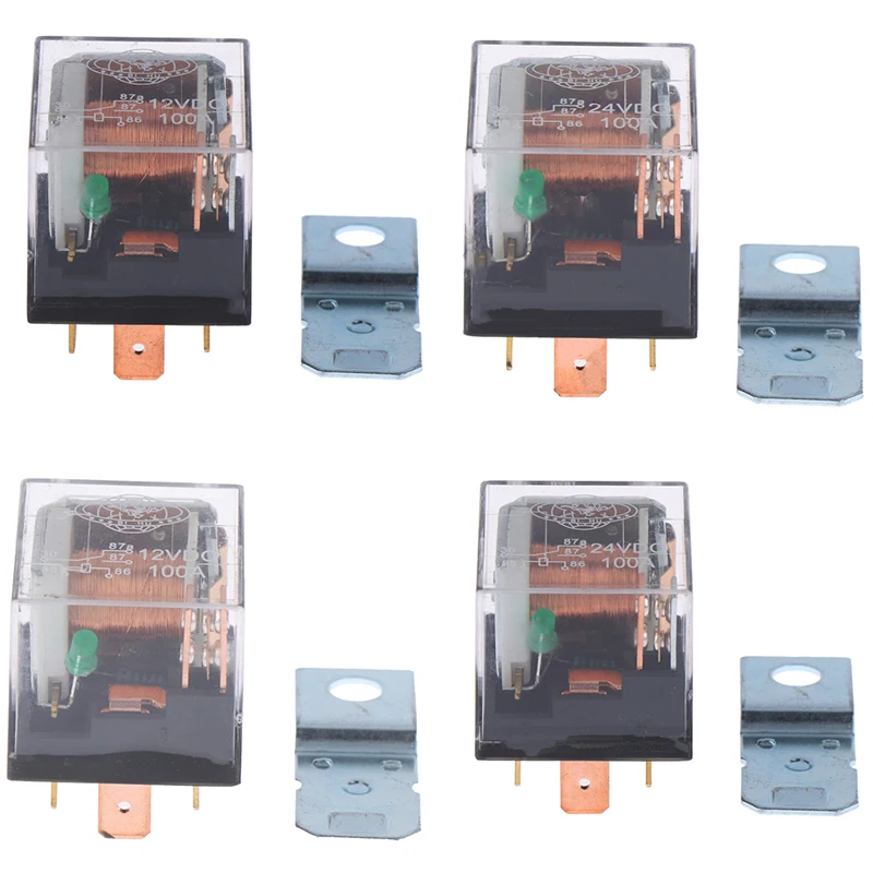 1pc Waterproof Automotive Relay 12V 100A 5Pin 4Pin SPDT Car Control Device Car Relays DC 24V High Capacity Switching