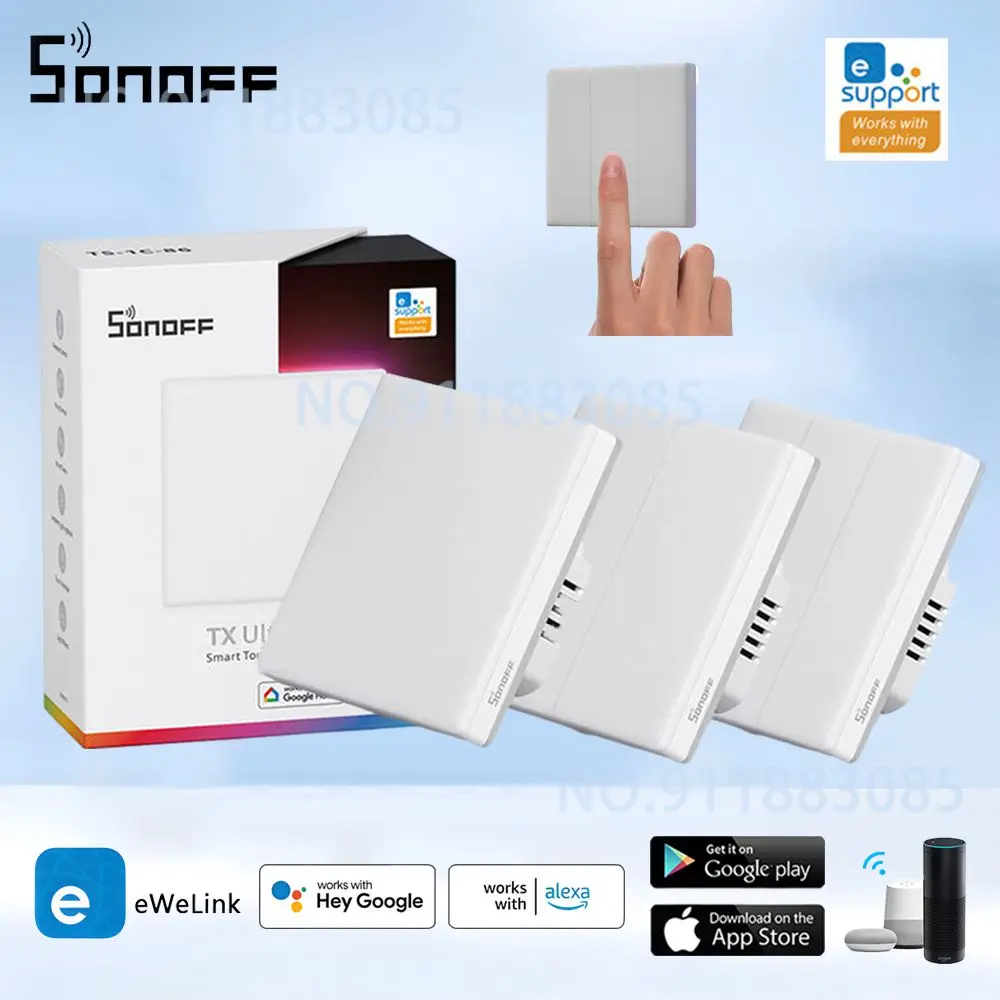 

SONOFF TX Ultimate T5 Smart Wall Switch EWeLink Remote Control Touch Panel LED Light Edge Button Scene Switches Via Alexa Google