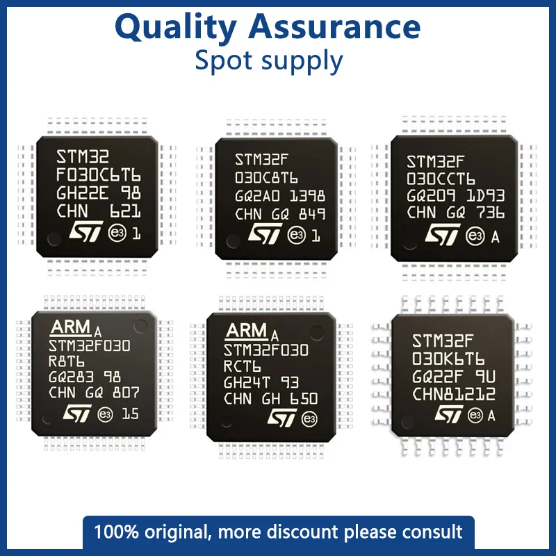 5PCS STM32F030C6T6 STM32F030C8T6 STM32F030CCT6 STM32F030R8T6 STM32F030RCT6 STM32F030K6T6 STM32F030 STM32F STM32 STM IC MCU QFP48