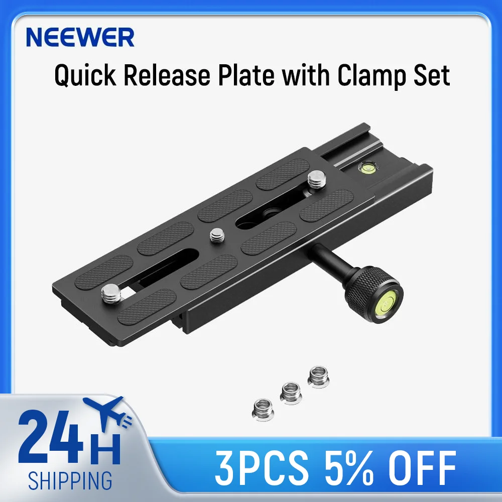 

Neewer Quick Release Plate with Clamp Set 150mm QR Plate Adapter Bubble Levels For Arca Swiss Tripod Monopod Ball Head